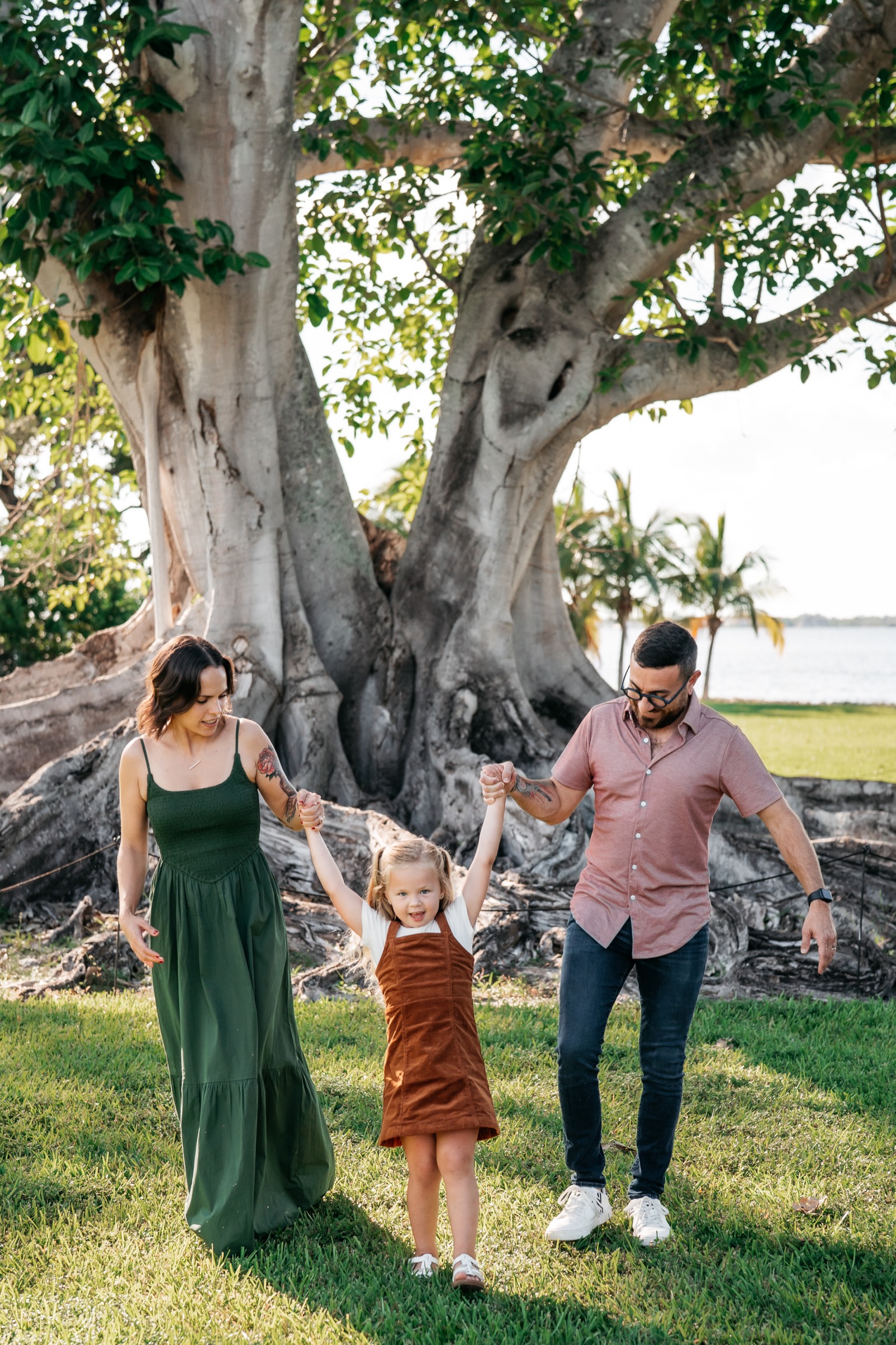 The family walking in the Florida light